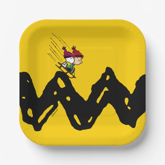 Plato De Papel Cacahuetes | Snoopy & Linus Sled Ride (Anverso)