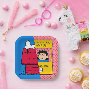 Plato De Papel Cacahuetes Snoopy & Lucy Half & Half