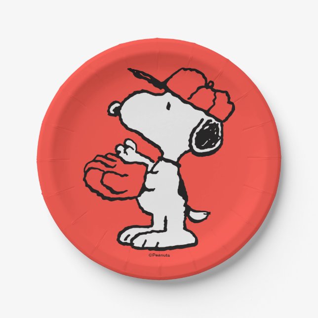 Plato De Papel Cacahuetes | Snoopy Making the Catch (Anverso)