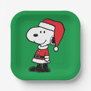 Plato De Papel Cacahuetes   Snoopy Santa Claus