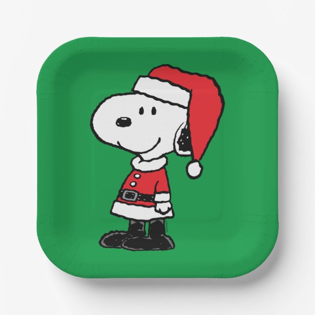 Plato De Papel Cacahuetes | Snoopy Santa Claus (Anverso)