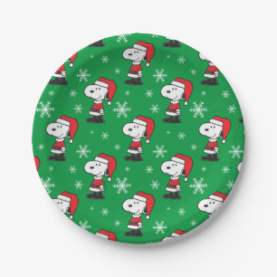 Plato De Papel Cacahuetes   Snoopy Santa Claus
