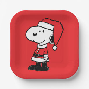 Plato De Papel Cacahuetes   Snoopy Santa Claus