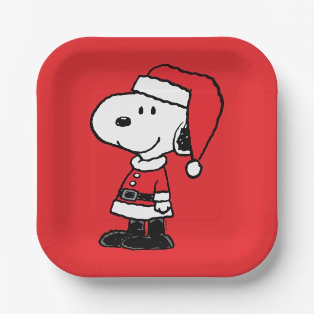 Plato De Papel Cacahuetes | Snoopy Santa Claus (Anverso)