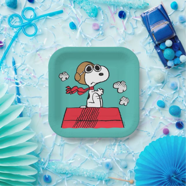 Plato De Papel Cacahuetes | Snoopy the Flying Ace (Fiesta)