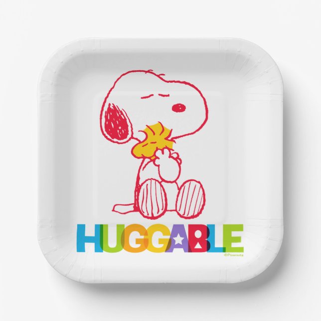 Plato De Papel Cacahuetes | Snoopy & Woodstock Huggable (Anverso)