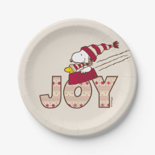 Plato De Papel Cacahuetes Snoopy & Woodstock Joy Sled Ride