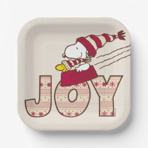 Plato De Papel Cacahuetes Snoopy & Woodstock Joy Sled Ride