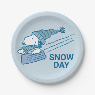Plato De Papel Cacahuetes Snoopy & Woodstock Sledding