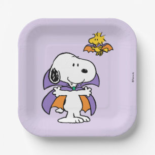 Plato De Papel Cacahuetes Snoopy Woodstock Vampiro Halloween