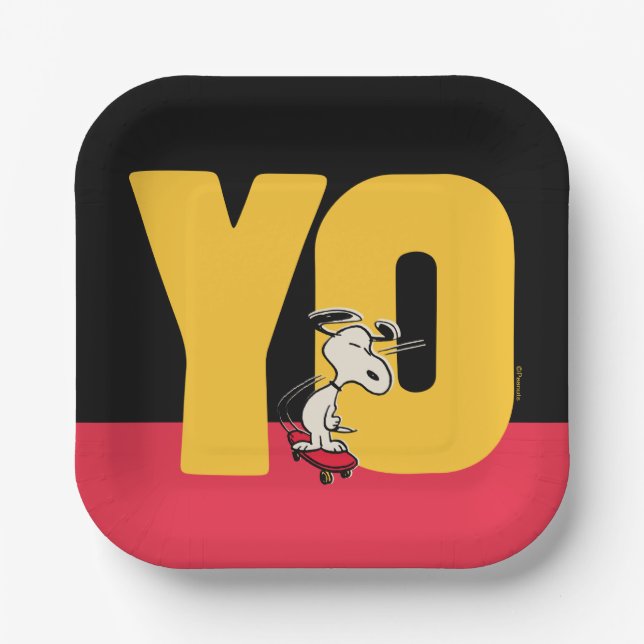 Plato De Papel Cacahuetes | Snoopy YO Skateboard (Anverso)