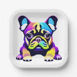 Plato De Papel Cachorro de cerdo colorido