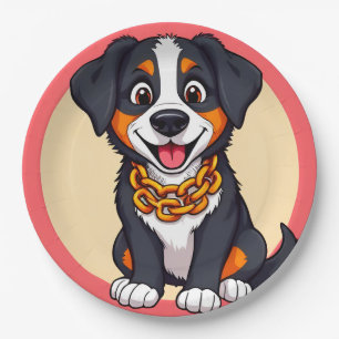 Plato De Papel Cachorro de dibujos animados adorable