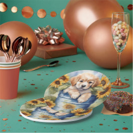 Plato De Papel Cachorro de girasol
