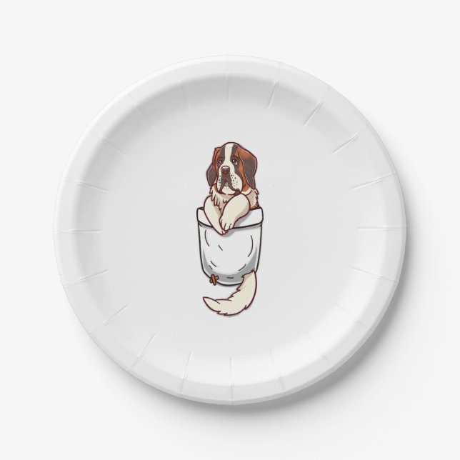 Plato De Papel Cachorro de San Bernardo Bolsillo (Anverso)