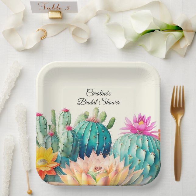 Plato De Papel Cacti Y Suculento (Boda)