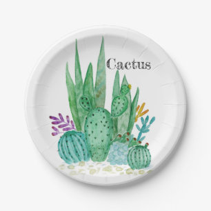 Plato De Papel Cactus acuarela cactus flor floral desierto de Gua