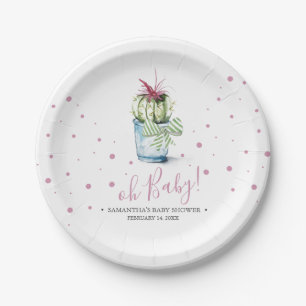 Plato De Papel Cactus acuarela moderna