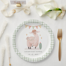 Plato De Papel Cactus Boho Llama Baby Shower