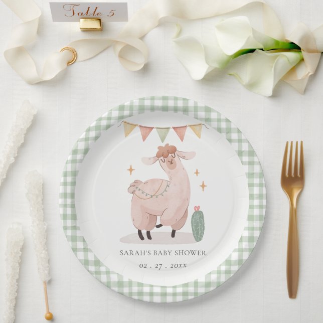 Plato De Papel Cactus Boho Llama Baby Shower (Boda)