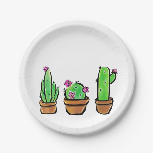 Plato De Papel Cactus cactus succulantes (Anverso)
