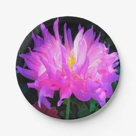 Plato De Papel Cactus Dahlia rosa y morado asombroso