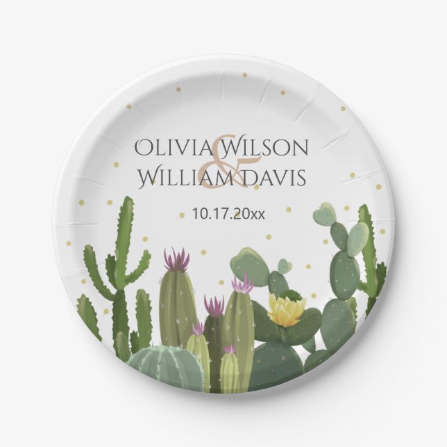 Plato De Papel Cactus Elegant Wedding (Anverso)