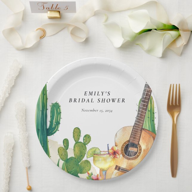 Plato De Papel Cactus Fiesta Floral Bridal Shower (Boda)