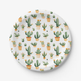 Plato De Papel Cactus pulido en blanco