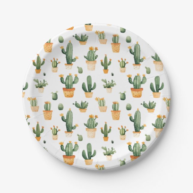 Plato De Papel Cactus pulido en blanco (Anverso)