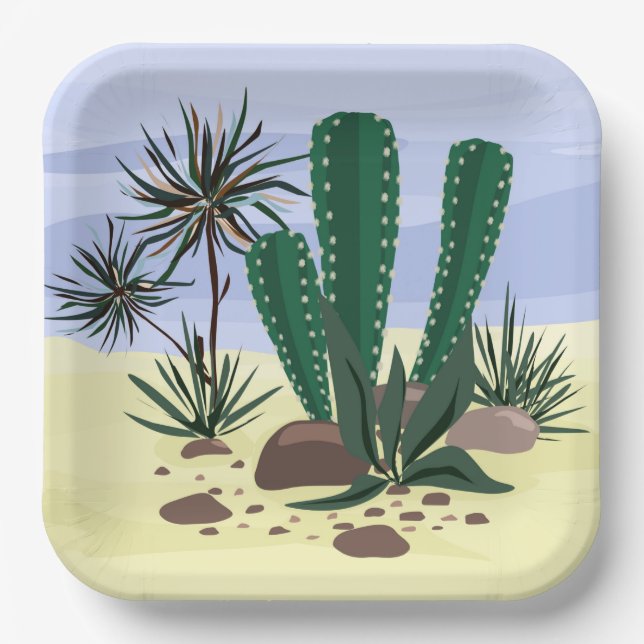 Plato De Papel Cactus, suculentas . (Anverso)