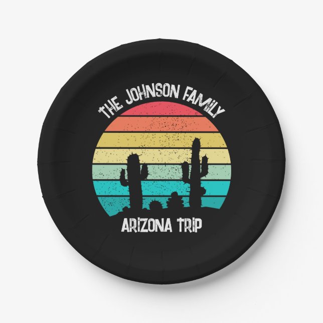 Plato De Papel Cactus Sunset Personalizado en el Desierto de Ariz (Anverso)