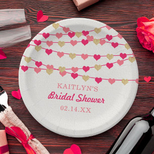 Plato De Papel Cadena colgante Amor Corazones Bridal Shower
