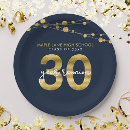 Plato De Papel Cadenas azules de luces Reunión de 30 años de clas