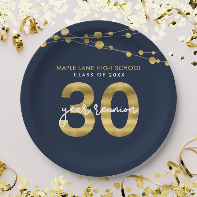 Plato De Papel Cadenas azules de luces Reunión de 30 años de clas (Subido por el creador)