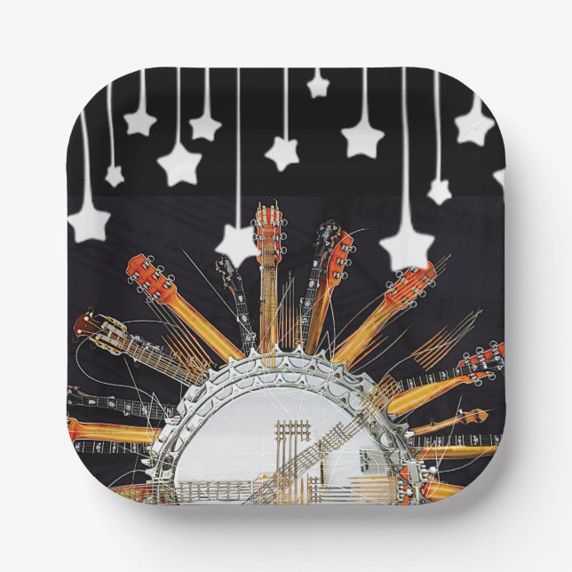 PLATO DE PAPEL CADENAS DE GUITARRA AL SOL (Anverso)