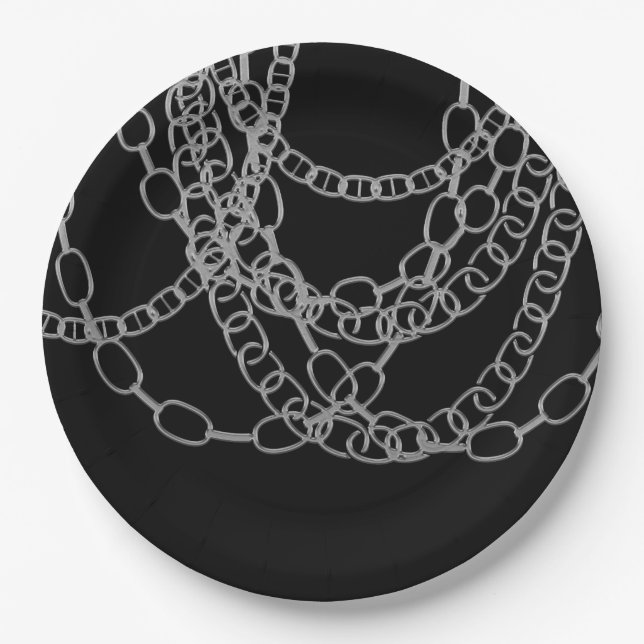 Plato De Papel Cadenas de plata baile de hip hop negro fiesta de  (Anverso)