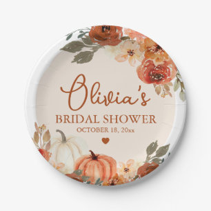 Plato De Papel Cae en amor Boho Terracotta Calabaza ducha de novi