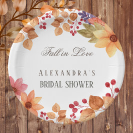 Plato De Papel Cae en amor Moda rusa ducha de novias otoño