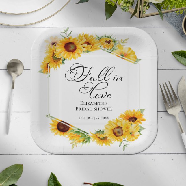 Plato De Papel Cae Enamorada Sunflower Otoño Bridal Shower (Subido por el creador)