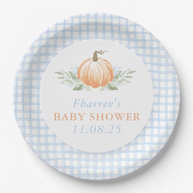 Plato De Papel Caer en Baby Shower Napkins | Calabaza (Anverso)
