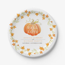 Plato De Papel Caer en el amor calabaza acuarela boda de arte