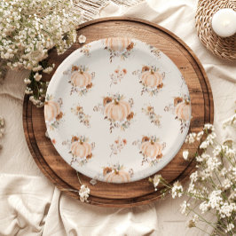 Plato De Papel Caer en el amor Calabaza Bridal Ducha Papel Placa