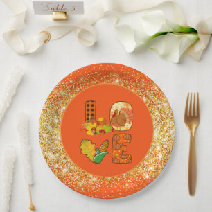 Plato De Papel Caer en el amor Color del Personalizar de otoño