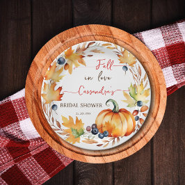 Plato De Papel Caer en el amor hojas de calabaza wreath ducha de 