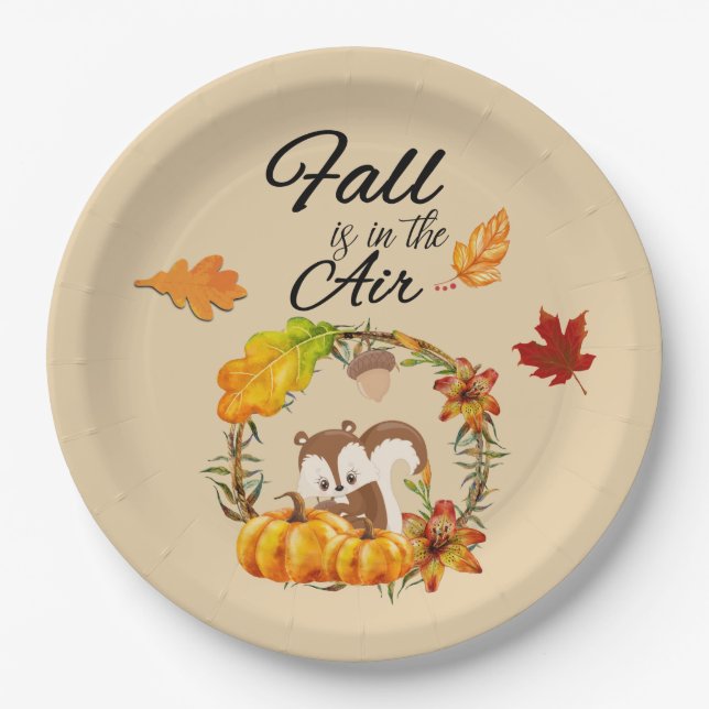 Plato De Papel Caer en la tipografía del aire con ardilla (Anverso)