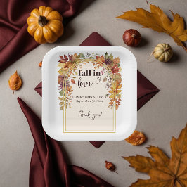 Plato De Papel Caer Enamorada Del Bebé El Otoño Deja La Ducha