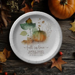 Plato De Papel Caer Enamorada Rústica Elegante Calabaza<br><div class="desc">¡Es hora de calmarse con esas vibraciones de otoño! Nuestro diseño de celebración de Caída en el Amor se trata de esos sentimientos de caída,  mezclando elegancia de moda con vibraciones chill de la naturaleza.</div>