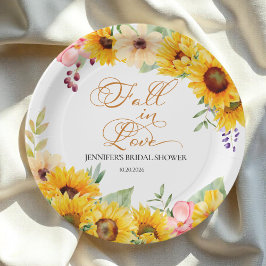 Plato De Papel Caer enamorada | Sunflower Bridal Shower