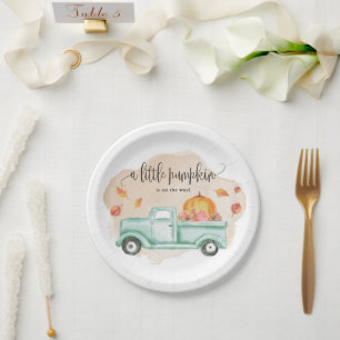 Plato De Papel Caer Pequeña Calabaza Camión Baby Shower postre